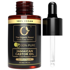 The Organic Forest – VEGAN . PURE . NATURAL Organic Black Jamaican Castor Oil - 100% Pure, Cold Pressed, Unrefined - Best for Hair, Skin, Eyebrows & Eyelashes - Helps Thicker, Stronger Hair - Moisturizes Skin - Natural & Vegan