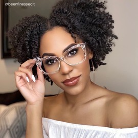 VOOGLAM Blue Light Glasses for Women Computer Phone Street Anti Eyestrain Dry Eyes Crystal Rectangle Letitia Trend