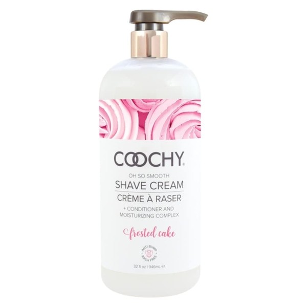 Coochy Rash-Free Shave Cream | Conditioner & Moisturizing Complex | Ideal for Sensitive Skin, Anti-Bump | Made w/Jojoba Oil, Safe to Use on Body & Face | Frosted Cake 32floz/ 946mL