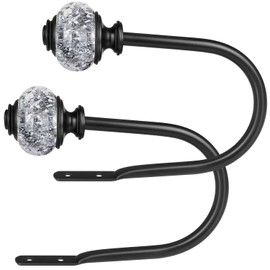 USFOOK - Paquete de 2 alzapaños decorativos para cortinas (2 paquetes/1 par), ganchos para cortinas traseras para pared con remates translúcidos (6.1 pulgadas de largo x 4.1 pulgadas de ancho)
