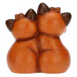 THUN, Hand Decorated Ceramic Favour with Conical Pair of Fox and Golden Heart Symbol of Love Line Bonbonniere, 4.7 x 3.5 x 5 cm H, multicoloured