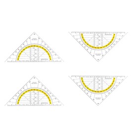 Set of 4 Plastic Set Squares 16cm Shatterproof Clear