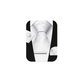 HISDERN HTJ-02S Wedding Silver Necktie, Men's Necktie, Chief, Tie Clip, Cufflinks, Set of 4, For Weddings, Job Hunting, Entrance Ceremonies, Graduation Ceremonies, After-parties, Parties, 08 white