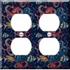 Double Duplex Outlet Cover Wall Plate - Octopus and fish