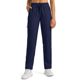 Willit Women's Hiking Pants Quick Dry Cargo Pants Lightweight Water Resistant Travel Golf Pockets Navy S