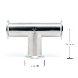 QiiMii Tri Clamp 1.5" Equal Tee Tri Clover Tee Fittings Stainless Steel SS304,38mm Pipe OD（1.5 Inch）
