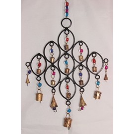 Small Teardrop Recycled Wind Chime with Glass Beads and Bells Fair Trade