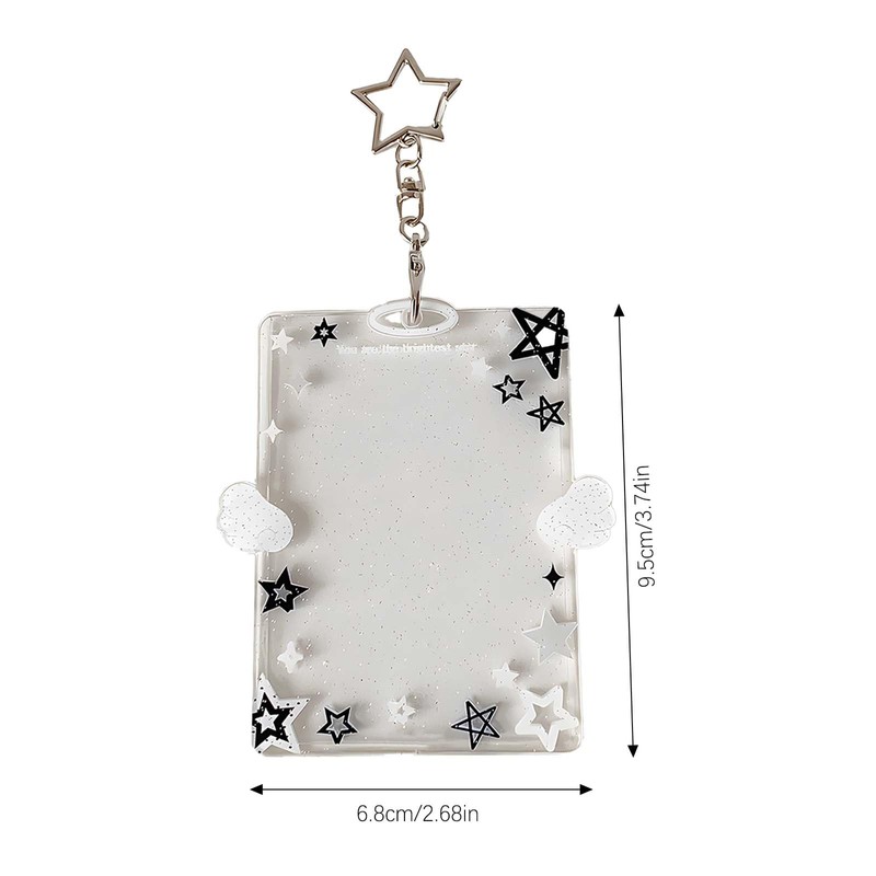 Star Wing-Shaped Photocard Holder Keychain - Acrylic Badge Holder with
