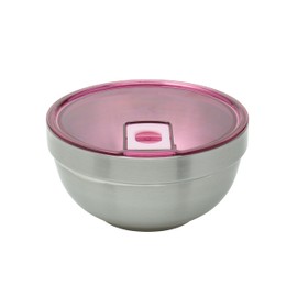 Smash Double Wall Microwave Safe Stainless Steel Meal/Salad Bowl (Pink)