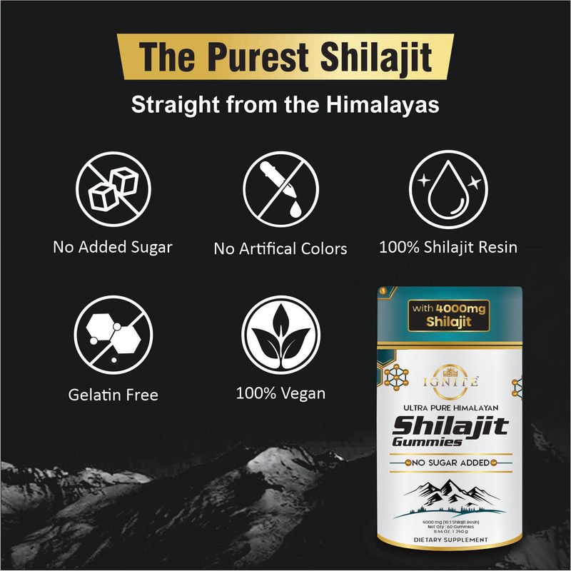 MBDH Wellness Pure Himalayan Shilajit Gummies 4000mg, Sugar-Free with KSM-66