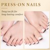 XZMeiLun Black French Tips Press on Toenails Short Square, Real