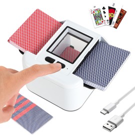 Bibykivn Automatic Card Shuffler, Electric Card Shuffler, 2000 mAh, Mixing Machine Cards for UNO Card Game, Poker, Skip BO, Phase10 for Family Parties and Travel (White-1)