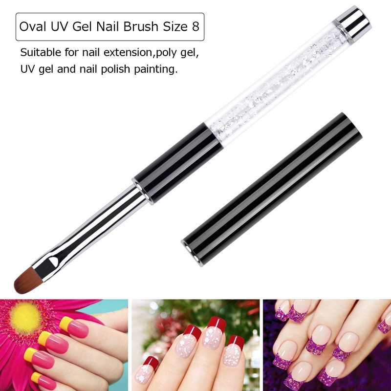 Ycyan 2Pcs Oval & Flat UV Builder Gel Nail Brush