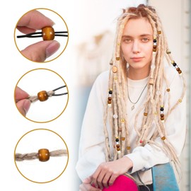 60Pcs Wooden Hair Beads for Braid, 6 Color Hair Beads Jewelry for Braids Loc Dreadlock Hair Tube Decoration Loc Dreadlock Accessories DIY Braid Clips for Women and Men