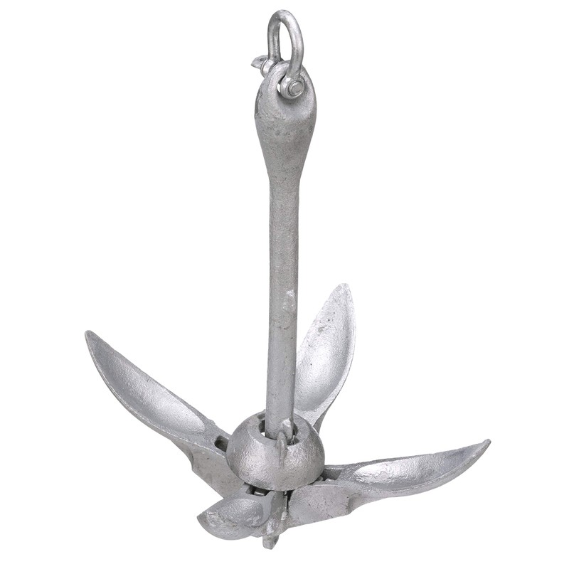 Attwood 11966-1 Grapnel Folding Anchor, Malleable Iron, Galvanized, Folds for