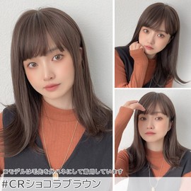 Bright Lala hf1573-CR Wig, Full Wig, Medium, Semi-Long, Curly Layer, Straight