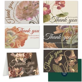 qiqee Palm Flower Thank You Cards 24 Greeting Gift Cards for Handwritten Messages 4x6 Inch Thank You Notes (24pcs Envelopes)