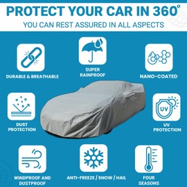 Car Cover for All Weather Rain Snow Hail UV Waterproof Fit 1990 1991 1992 1993 1994 1995 1996 1997 1998 1999 2000 2001 2002 2003 2004 2005 Mitsubishi Eclipse -Ultimate Protect (Gray)