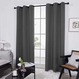Deconovo Solid Color Room Darkening Thermal Insulated Grommet Blackout Curtain for Kids Bedroom, Dark Grey, 42x95 Inch, 1 Panel