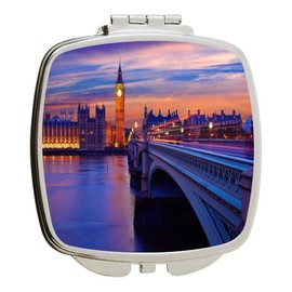 Island Gifting - Big Ben Clock Tower London at Thames River Design - Square Compact Mirror - Travel Mirror