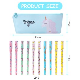 OFFCUP Unicorn Gifts for Girls, Unicorn Stationery Set, Unicorn Pencil Case with 10pcs Unicorn Gel Pens Unicorn Birthday Gift Unicorn Stationery Sets for Girls and Boys (Green)