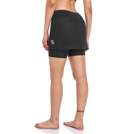 Santic Cycling Skirts Skorts 2 in 1 Short Women's Cycling Shorts with Padded High Waistband Trouser Skirt Shorts Seat Padding Cycling Skirt, C-black