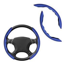 NYTKL 2 PCS Car Steering Wheel Cover, Anti-Skid Carbon Fiber Segmented Steering Wheel Protector, Anti-Slip Wheel Wrap Protective Cover for Most Cars Trucks SUVs, Car Accessories (Blue)