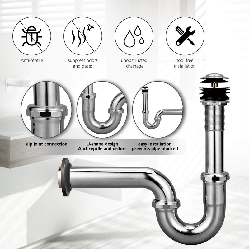 ZM Brass P-Trap Pipe with Clean Out Basin Sink Waste