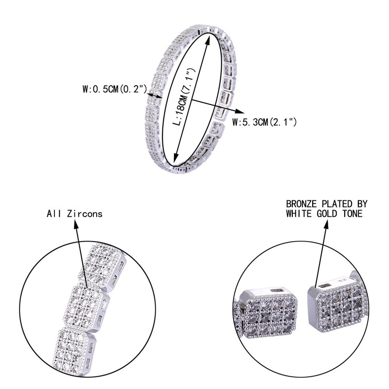 Ever Faith Full Pave CZ Wedding Simple Square Shape Adjustable