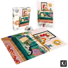 500 Piece Puzzle for Adults Hygge Collection Stay at Home Rhi James 24x18 Jigsaw and Candle by KI Puzzles