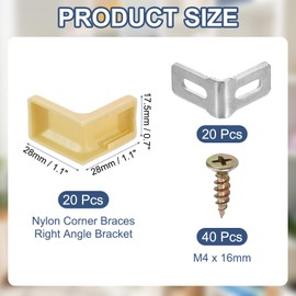 PATIKIL Metal Corner Braces, 20 Pcs L-Shape Shelf Support Corner Brace Right Angle Brackets with Cover for Drawer Shelves Cabinet Repair Fixing, Orange