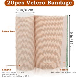 Elastic Bandage Wrap,20 Pack Compression Bandage Self Closure Bandage Athletic Bandage Wrap Stretchable Bandage,Leg Compression Bandage Knee Bandage Wrap Ankle Bandage Wrap,15 Ft/Roll (5.9 Inches)