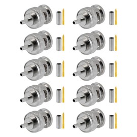 Vecys BNC Connectors 50 Ohm BNC Crimp Male Connector for RG316 RG174 RF Coaxial Cable Pack of 10