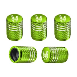 Kewucn 5 PCS Tire Valve Stem Cap, Aluminum Alloy Valve Stem Cover with Rubber Ring Plastic Liner, Corrosion Resistant Leak-Proof Wheel Valve Covers for Car Truck Motorcycle Bike