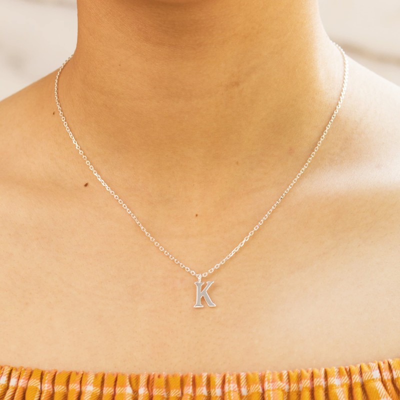 Philip Jones Sterling Silver Initial K Necklace