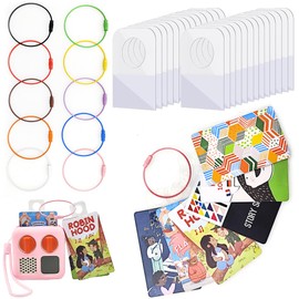 xcivi Card Holder for Yoto Audio Player, Designed for Yoto Cards Rings and Tabs 260PCS Self Adhesive Tabs with 10 Loops, Kids Travel Carrier of Yoto Card Accessories