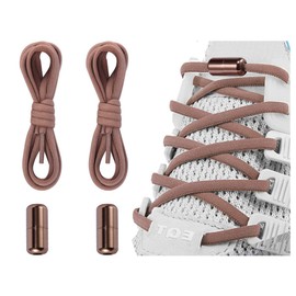 Alegrianan Elastic No Tie Shoe Laces For Adults,Kids,Elderly,One Size Fits All, Cameo Brown, X-Large