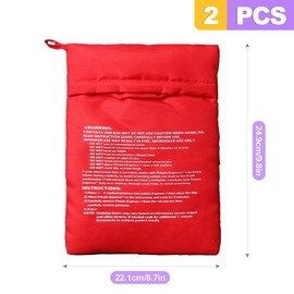 ZeriLion 2 Pack Microwave Potato Bags for Baking Potatoes - Reusable Microwave Cooker for Fast Perfectly Cooked Yummy Potatoes, Red Baked Potato Pouch