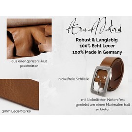 AnnaMatoni Women's Leather Belt - Timeless Design 4 cm Wide Genuine Leather Made in Germany, Marine 490