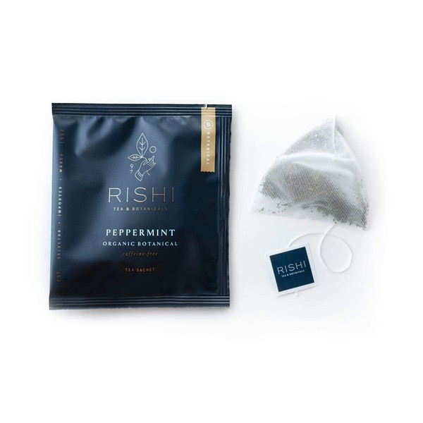 Rishi Tea Peppermint Herbal Tea | Immune & Sleep Support, USDA Certified Organic, Fair Trade, Caffeine-Free, Soothing & Comforting | 50 Sachet Tea Bags