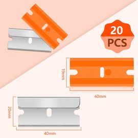 Flintronic Pack of 20 Ceramic Hob Scraper Replacement Blades, Scraper Stainless Steel + Plastic Blades, Scraper Blades, Razor Blades Hob Scraper, Ceramic Hob, Hob Scraper for Hob, Oven, Glass Ceramic