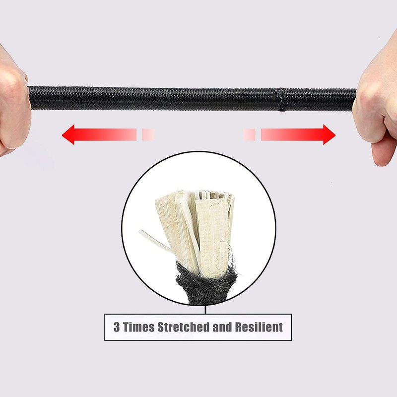 Bungee Cords with Carabiner Clips, 4PCS Black Bungee Ropes 40Inch