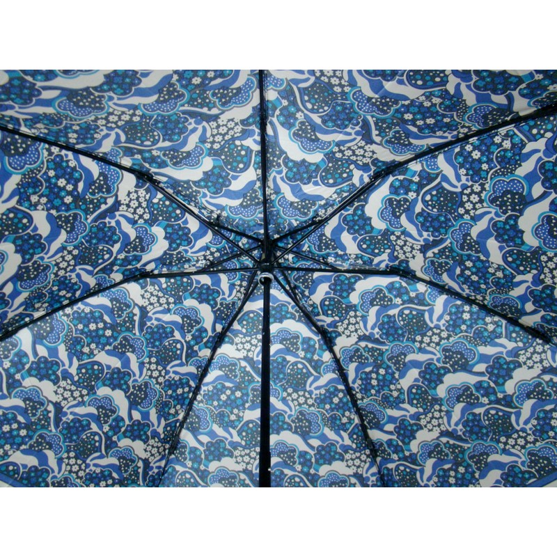 Anna Sui Folding Umbrella, Rain Umbrella, Flower Pattern, Blue, blue