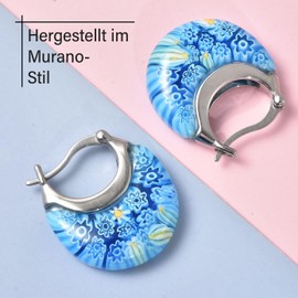 Shop LC Colourful Murano Style Millefiori Glass Hoop Earrings for Women Daisy Flower Jewellery Trendy Valentine's Day Gifts Ct. 30, Glass