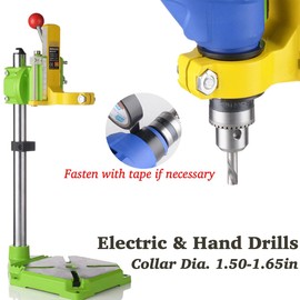 Vertical Drill Stand, WQV Benchtop Drill Press Stand for Electric & Hand Drills Dia. 1.50-1.65 Inch, Adjustable Height & Angle