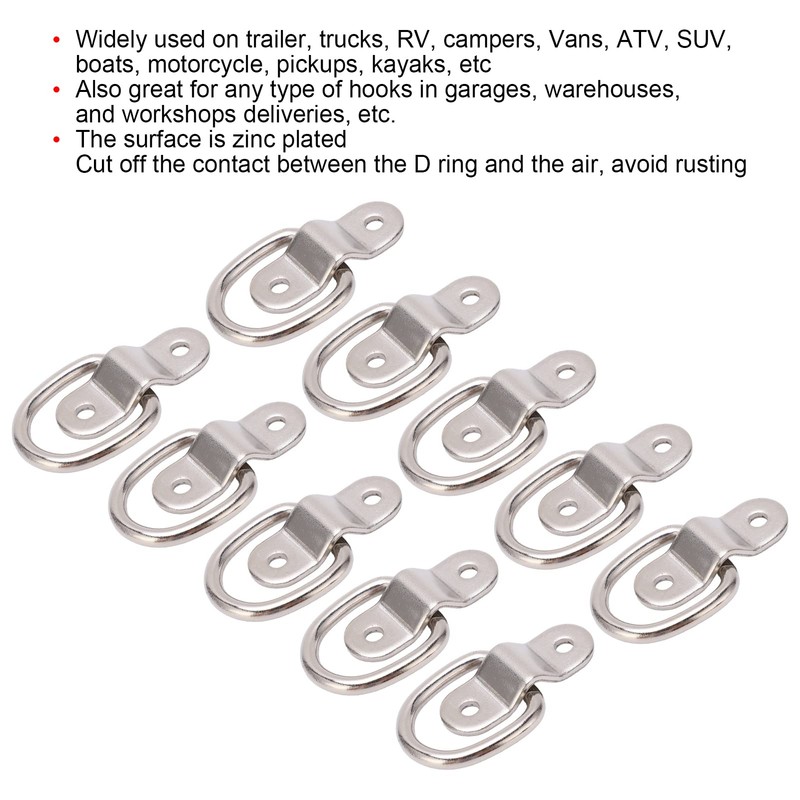 Set of 10 D-Ring Tie Downs, KIMISS Iron Tie Down
