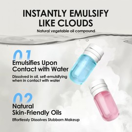 Cleansing Oil Mini Makeup Remover - Portable Travel Size 40 Bottles, Natural Deep Cleanser Facial Double Control Cleansing Oil for Face, Gentle Skincare for All Skin Types (40, Rose)