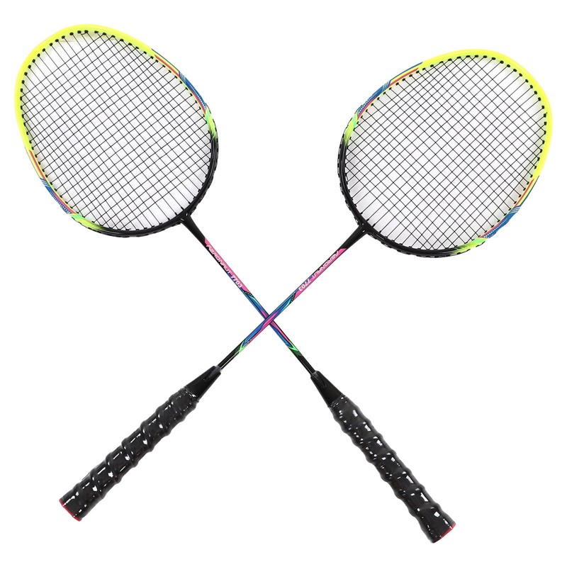 1 Pair Green Badminton Racket Set Fashionable Lightweight Comfortable Grip