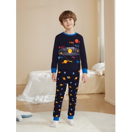Little Boys Pajamas Sets for Toddler 100% Cotton Dinosaur Train Rocket Starry Glow in Dark Sleepwear Long Sleeve 2 Piece kids Clothes Pjs 3-7T starry1new-6256-10Years
