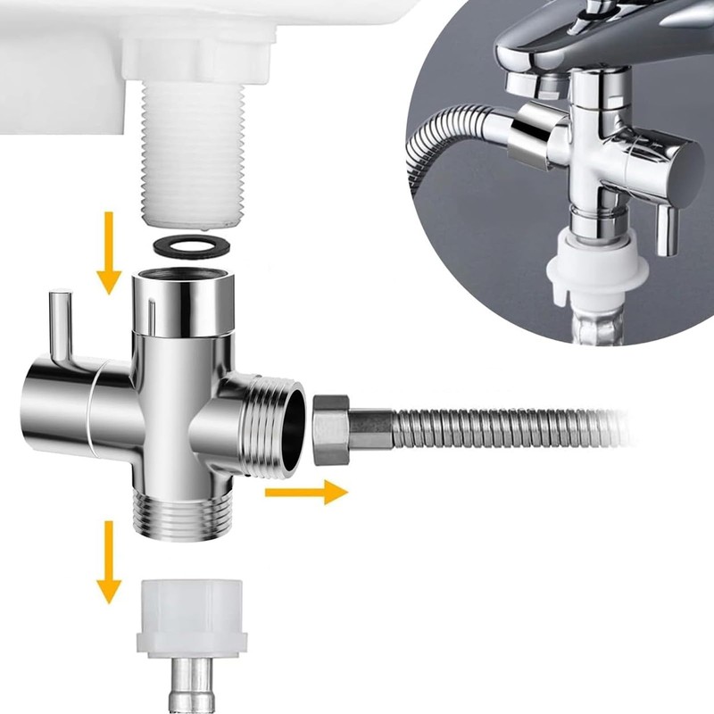 G1/2" Shower Diverter Valve - 3-Way Shower Splitter with Rubber